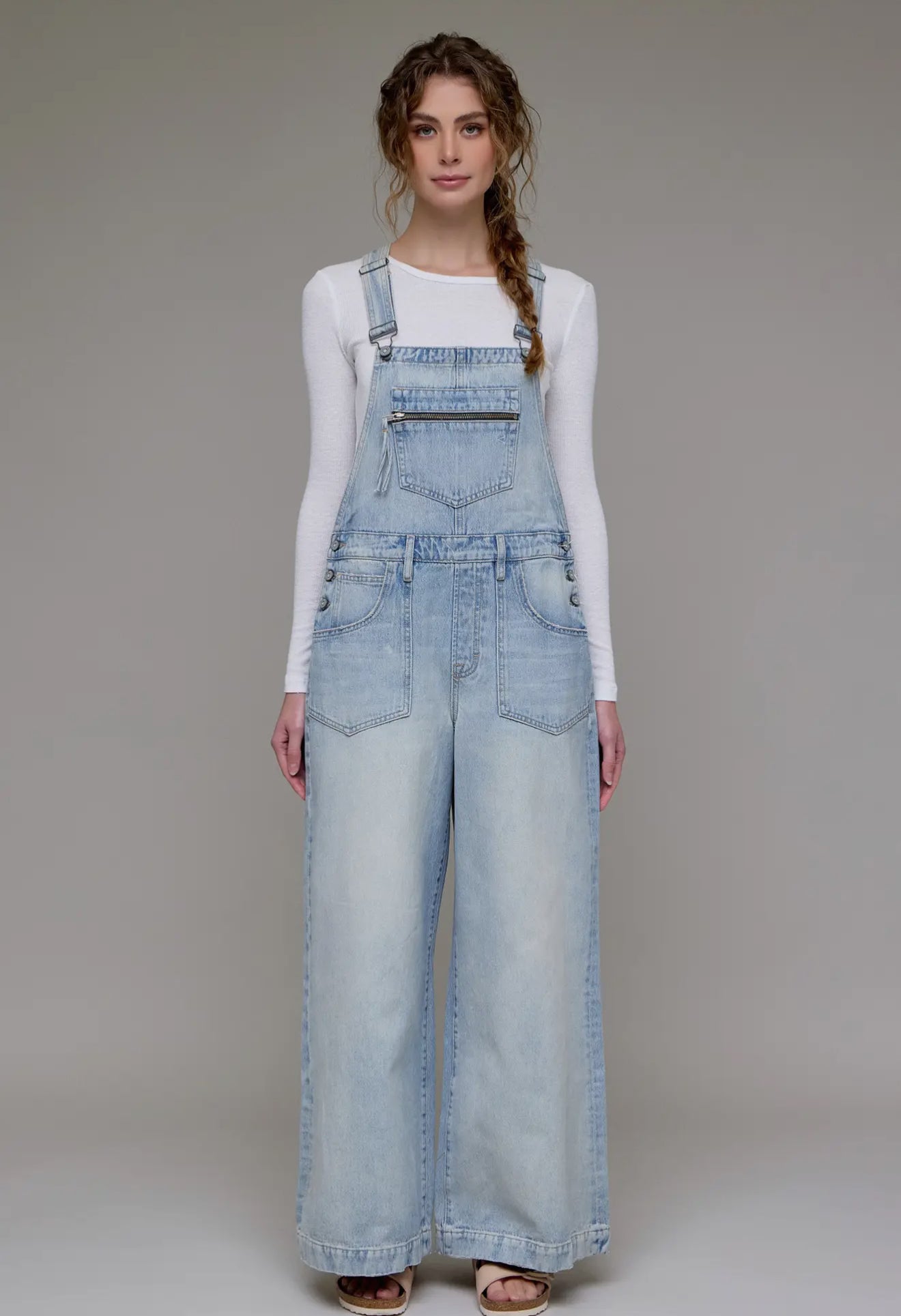 PREORDER! Vivian Vintage Wash Super Wide Leg Denim Overall