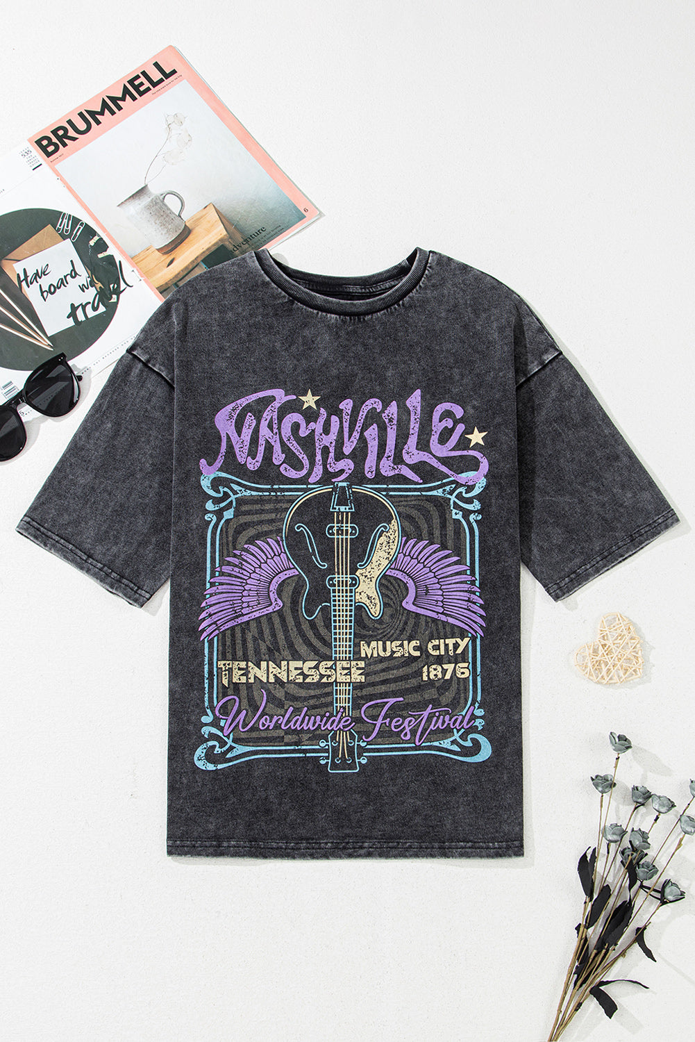 Nashville Tennessee Graphic Mineral Washed Vintage Tee