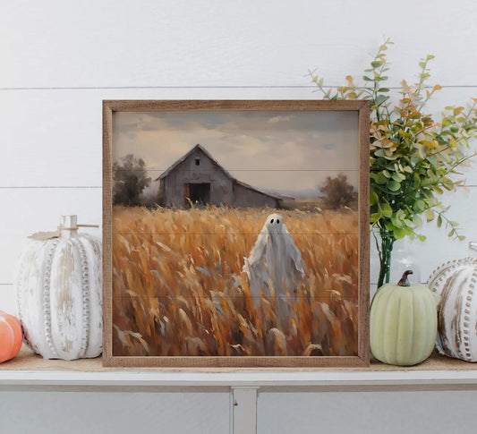PREORDER! Halloween ghost field framed art