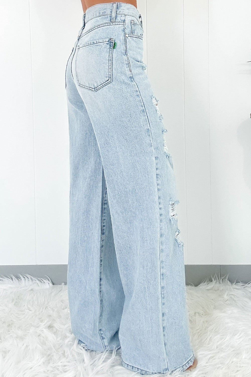 Beau Distressed High Waist Wide Leg Jeans