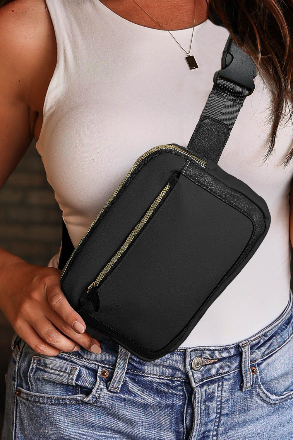 Black Minimalist Mama Crossbody Bag