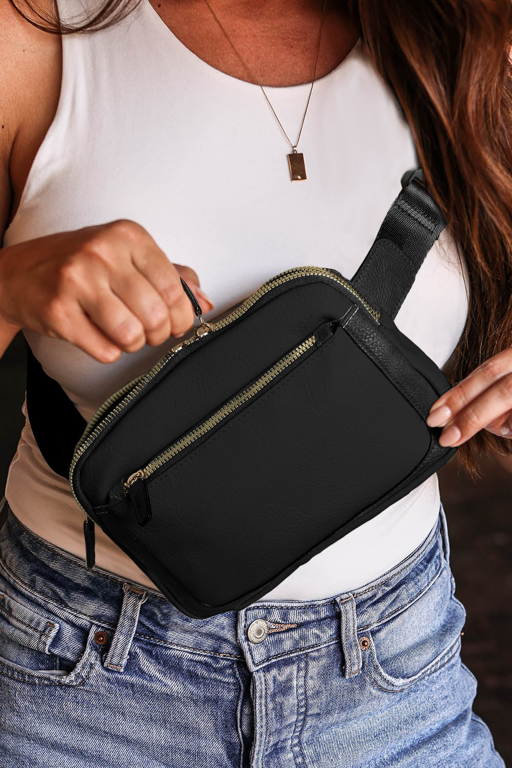 Black Minimalist Mama Crossbody Bag