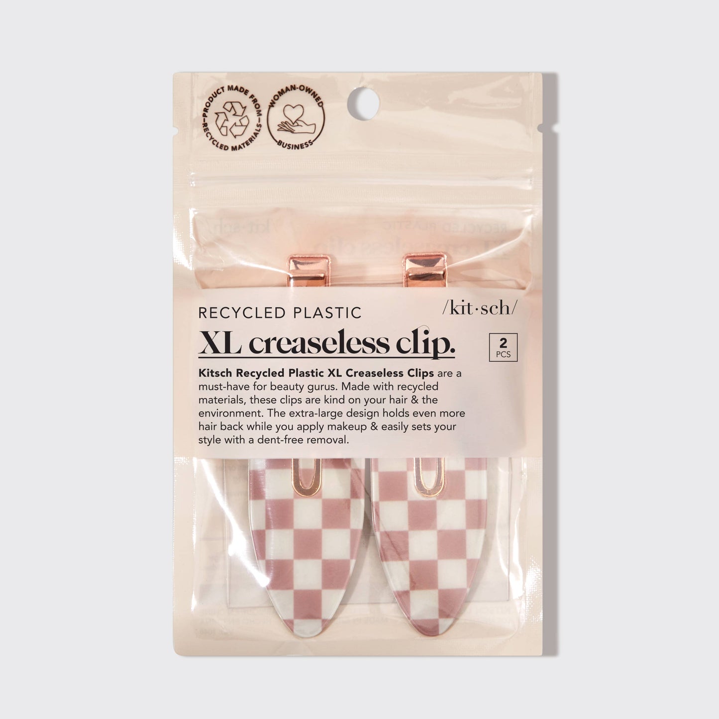 KITSCH Recycled Plastic XL Creaseless Clips 2pc Set -Terracotta