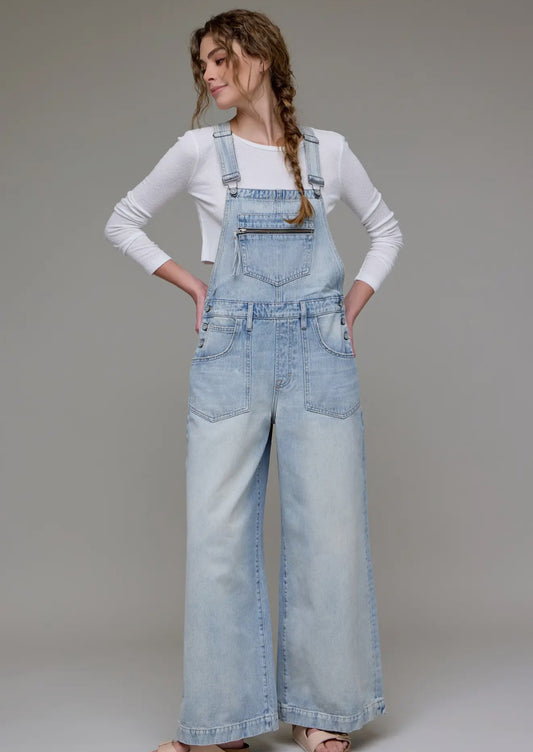 PREORDER! Vivian Vintage Wash Super Wide Leg Denim Overall
