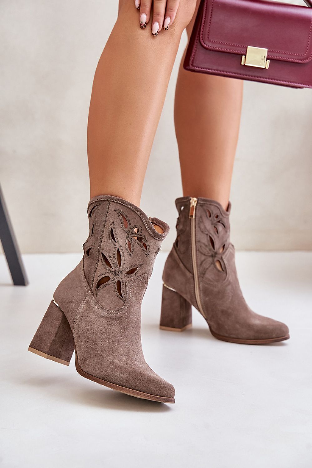 Floral Suede Boots